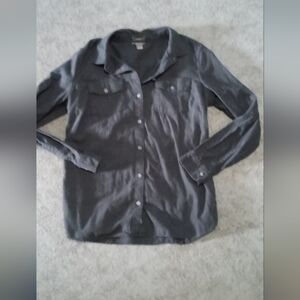 Eddie Bauer Gray Button Down Shirt Top